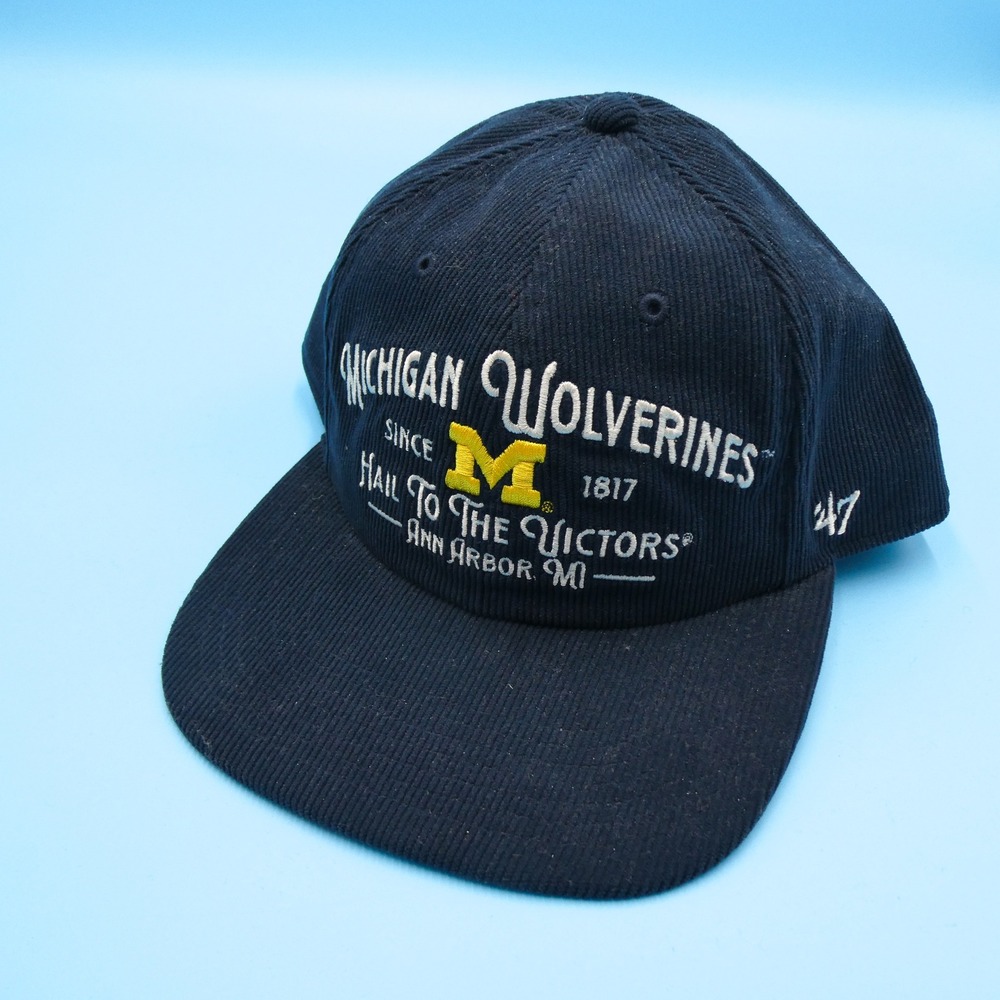 '47 Brand Hat Mens One Size Michigan Wolverines Navy Corduroy Snapback Cap